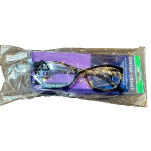 FOSTER GRANT plastic frame reading glasses. NEW w/coordinating case. +1.50
